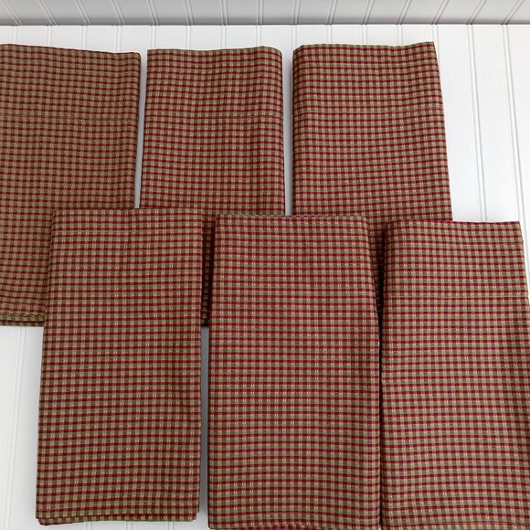 French Country Plaid Valances Custom Made Formal Red Green Yellow Check SET OF 6